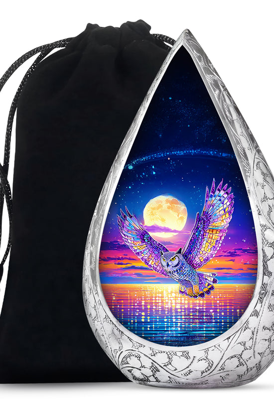 Colorful Owl Funeral Urn - Moonlight Memorial Urn For Loved Ones
