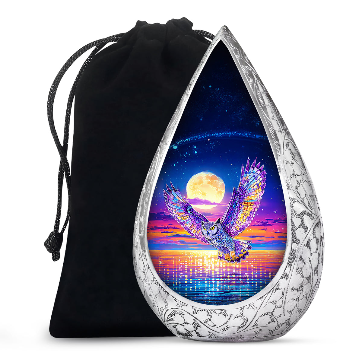 Colorful Owl Funeral Urn - Moonlight Memorial Urn For Loved Ones