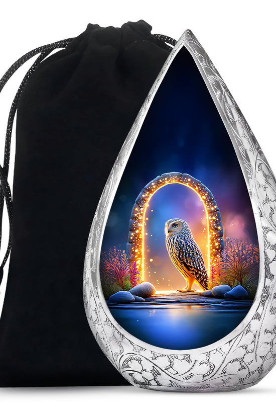 Peaceful Owl Funeral Urn - Glowing Memorial Urn For Adult Ashes
