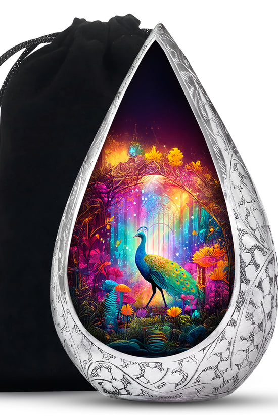 Colorful Peacock Funeral Urn - Forest Cremation Urn For Human Ashes