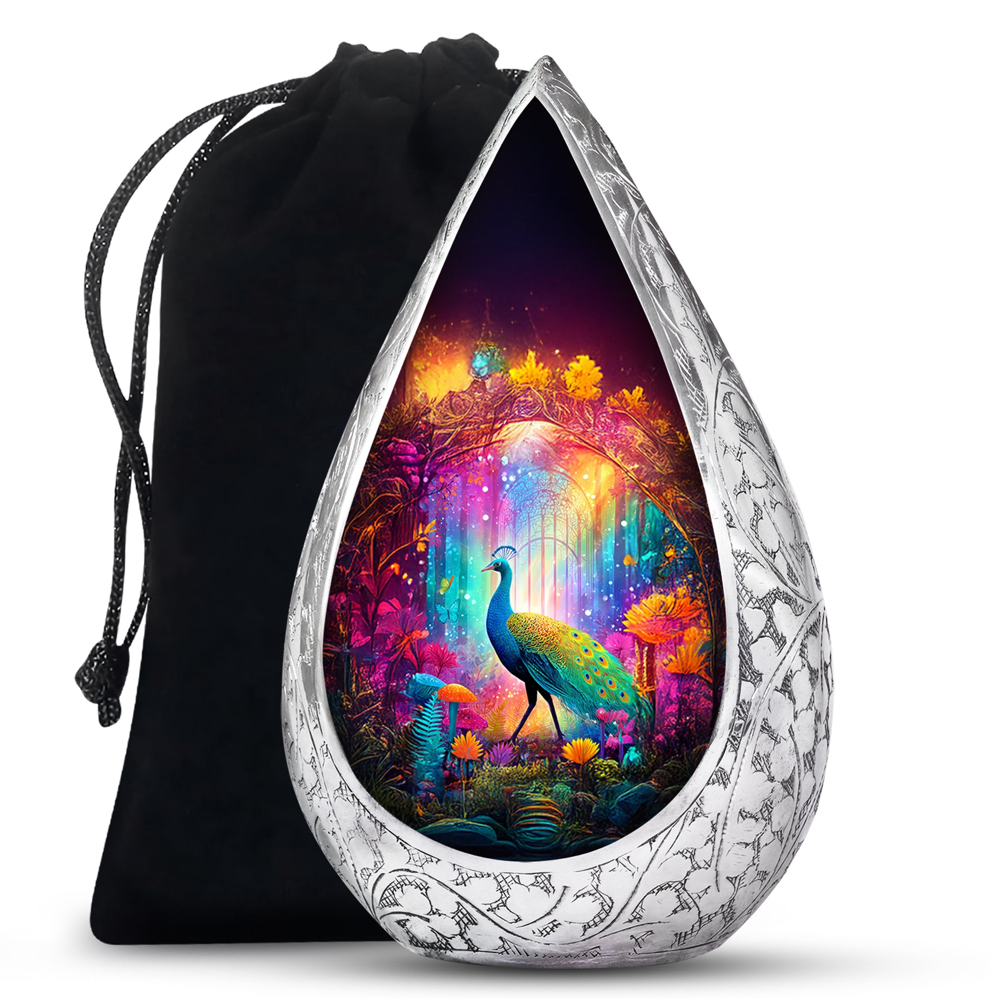 Colorful Peacock Funeral Urn - Forest Cremation Urn For Human Ashes