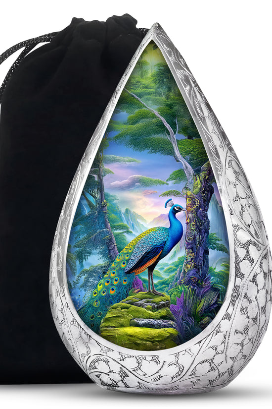 Peacock Mountain Memorial Urn - Scenic Nature Cremation Urn For Ashes