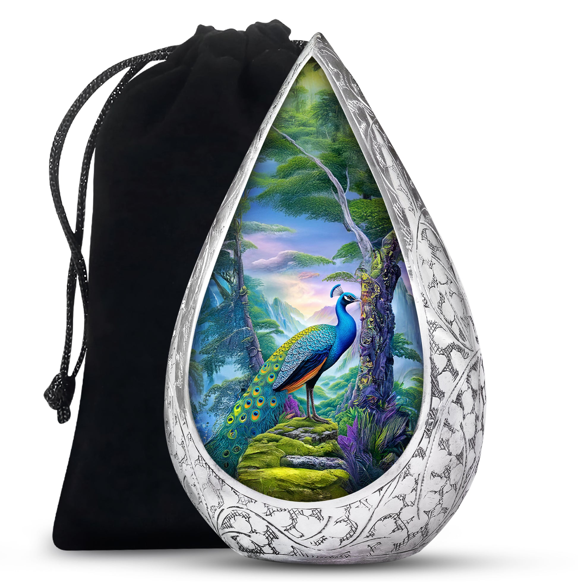 Peacock Mountain Memorial Urn - Scenic Nature Cremation Urn For Ashes