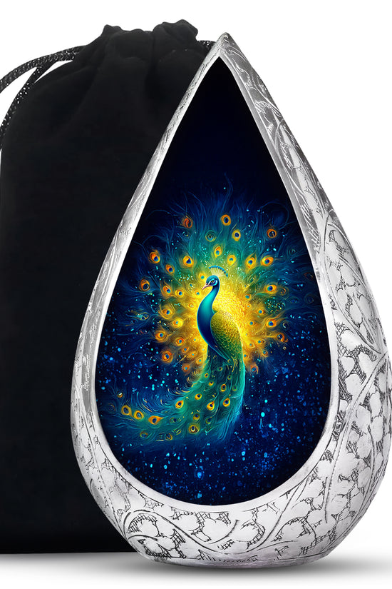 Peacock Cremation Urn - Galaxy Theme Funeral Urn For Adult Ashes