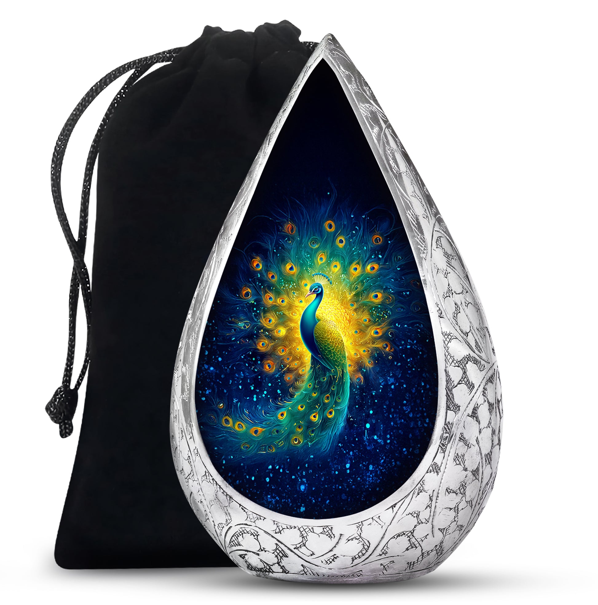 Peacock Cremation Urn - Galaxy Theme Funeral Urn For Adult Ashes