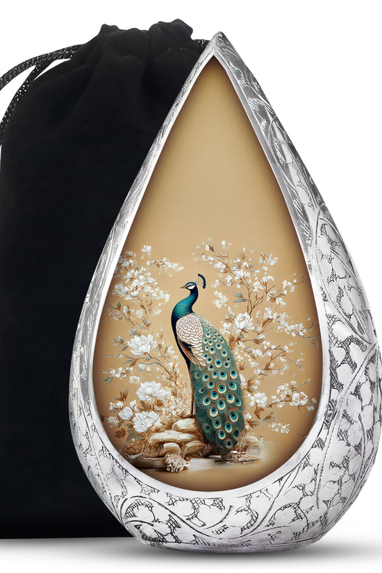 Peacock Theme Memorial Urn - Beautiful Artistic Funeral Urn For Loved Ones