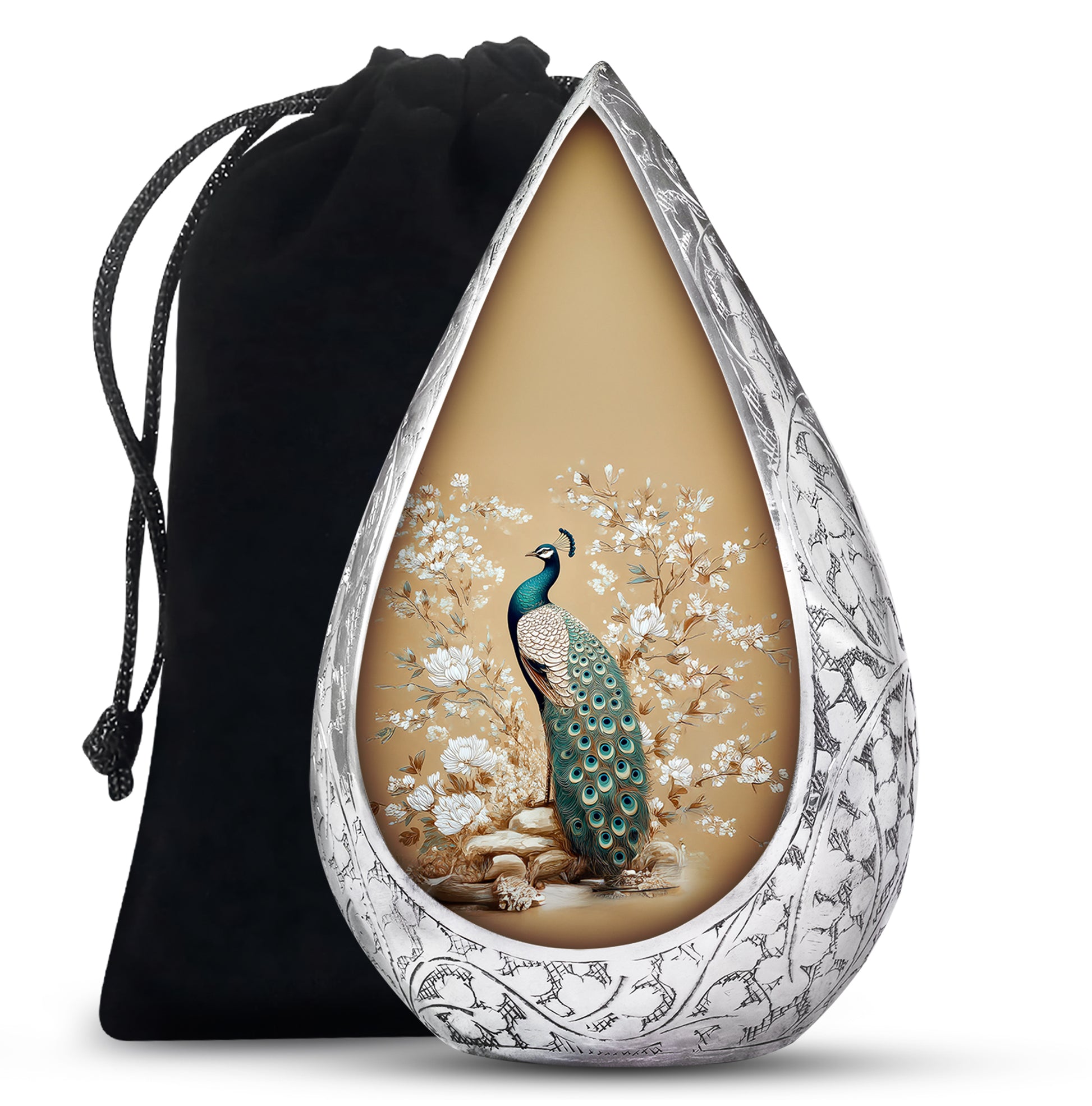 Peacock Theme Memorial Urn - Beautiful Artistic Funeral Urn For Loved Ones