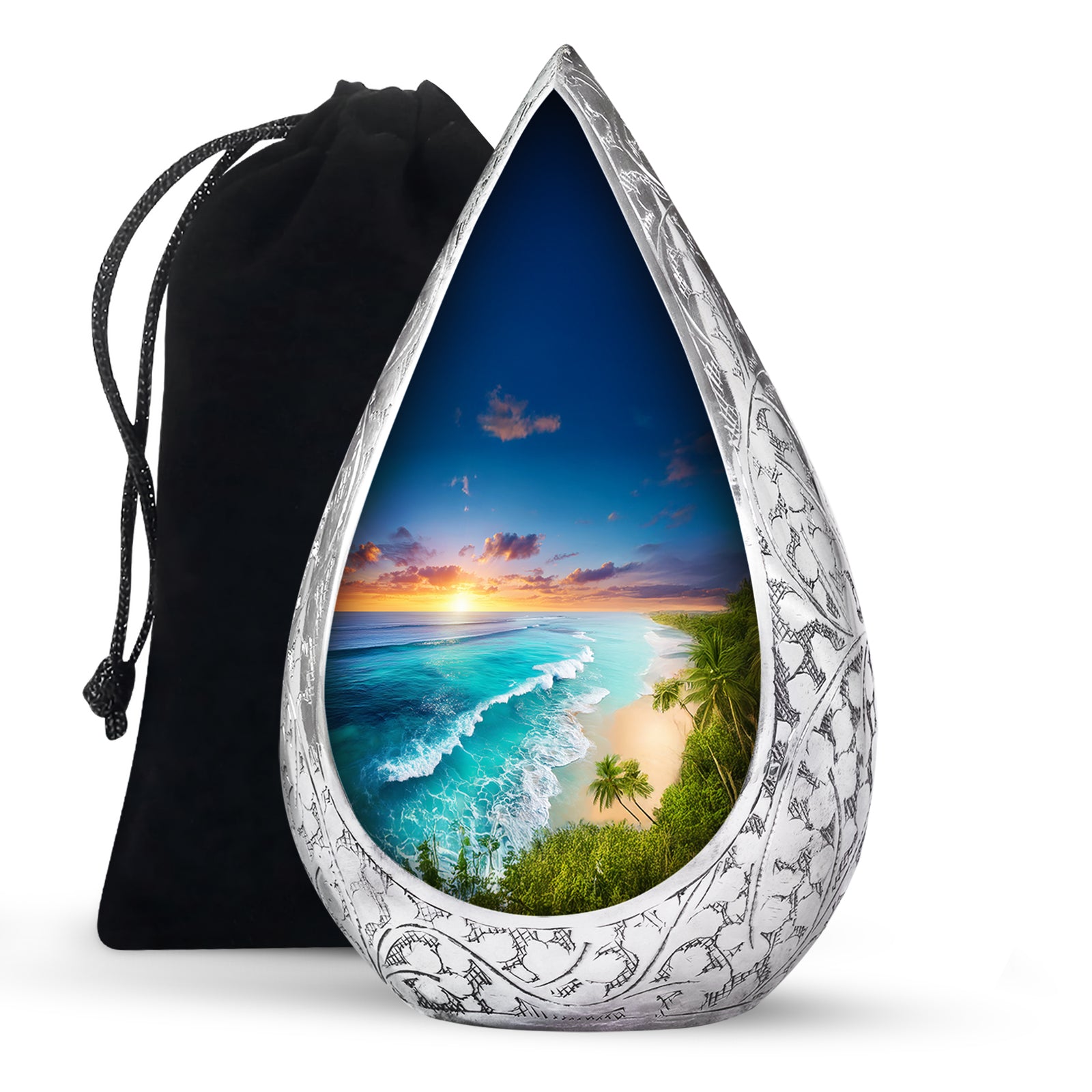 Blue Ocean Waves Funeral Urn For Ashes - Urn For Men & Women