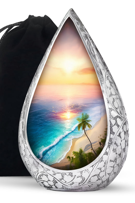 Palm Trees Cremation Urn For Adult Female - Sunset Funeral Urn For Women