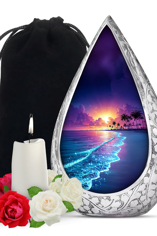 Purple Night Memorial Urn For Ashes - Beach Themed Urn For Funeral