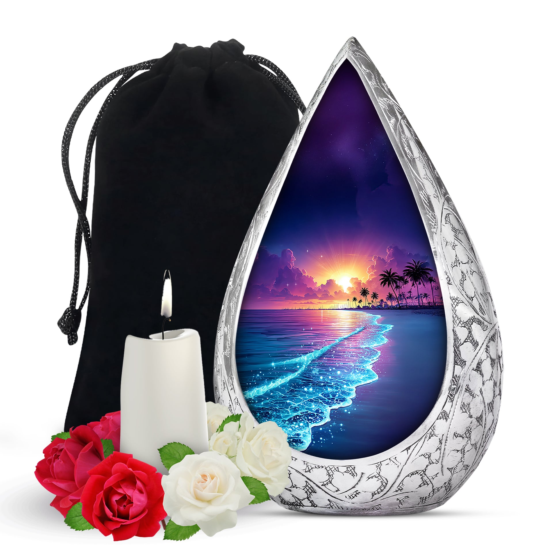 Purple Night Memorial Urn For Ashes - Beach Themed Urn For Funeral