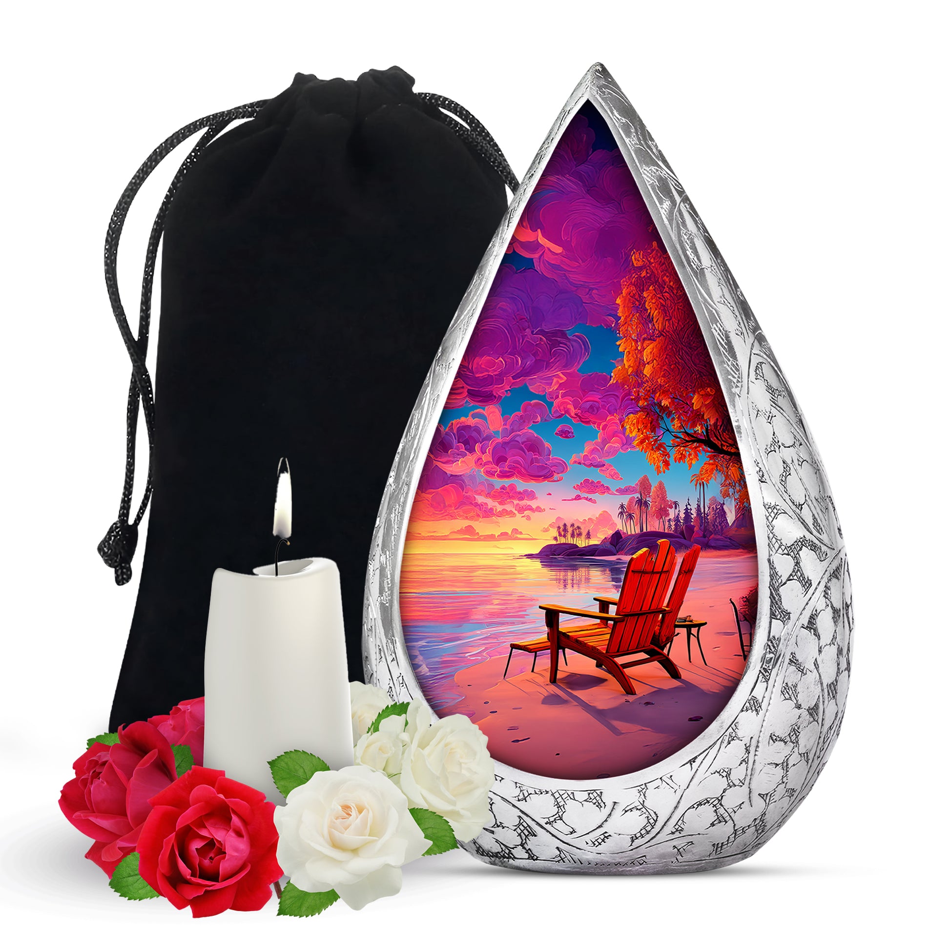 Beach Resting Place Urn For Men - Pink Memorial Ashes Urn For Funeral