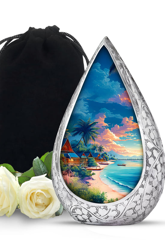 Tropical Beach Cremation Urn - Artistic Funeral Urn For Adult Ashes