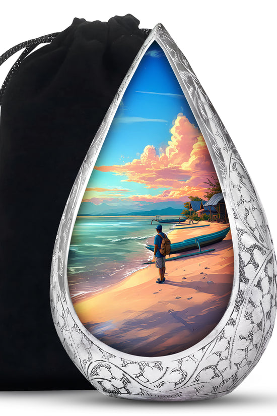 Peaceful Ocean Memorial Urn - Seaside Memorial Urn For Adult Ashes