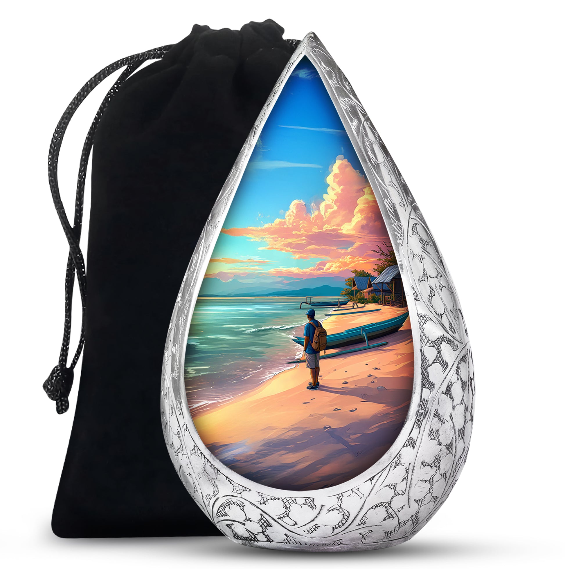 Peaceful Ocean Memorial Urn - Seaside Memorial Urn For Adult Ashes