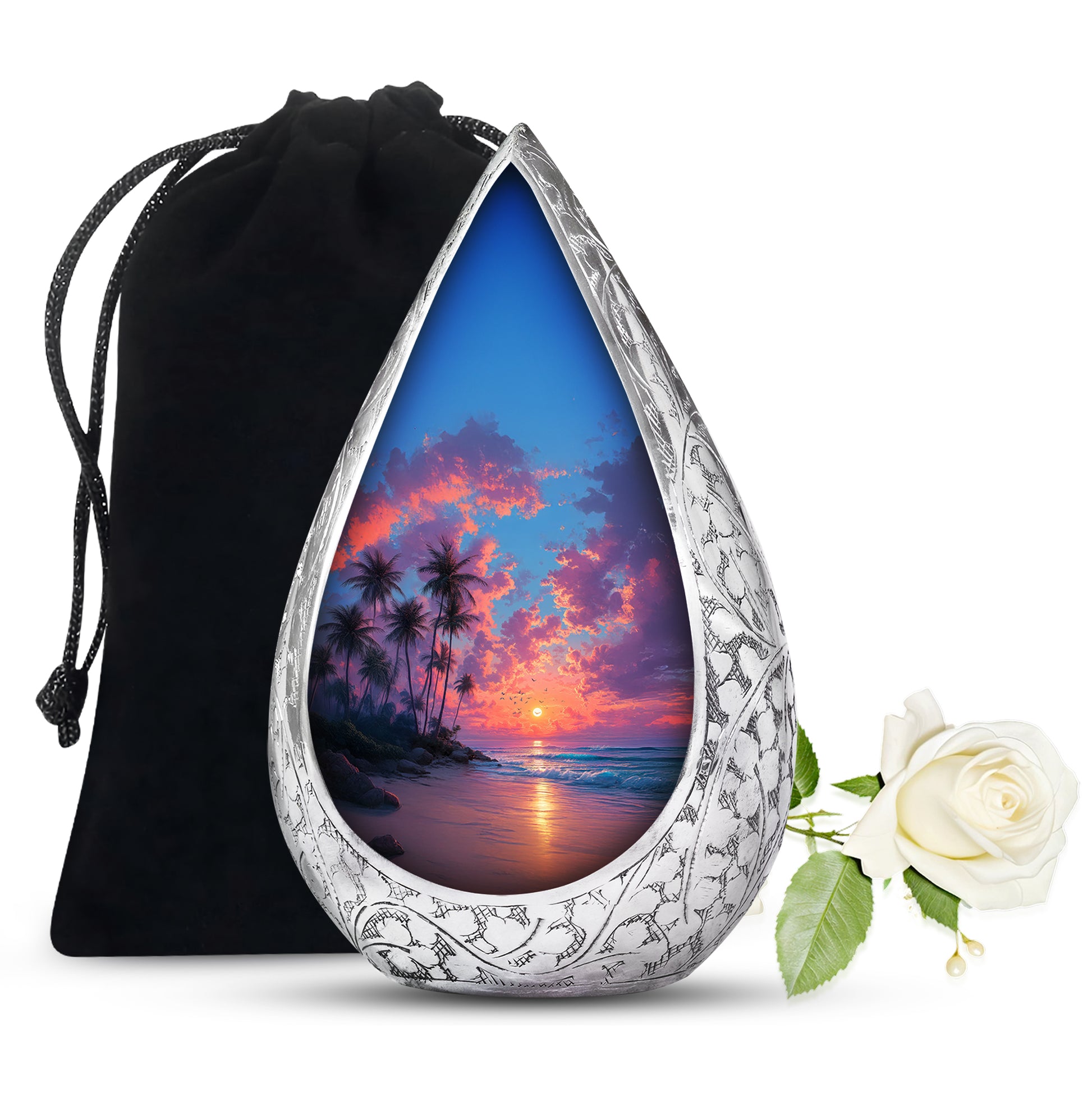 Peaceful Beach Memorial Urn -Tropical Funeral Urn For Adult Ashes