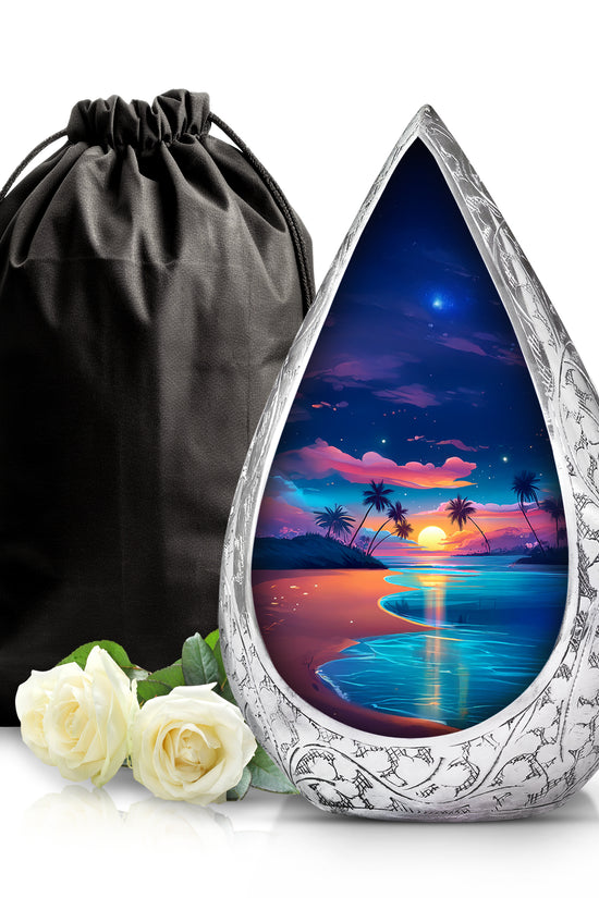Beach Theme Funeral Urn - Aluminium Memorial Urn For Male & Female