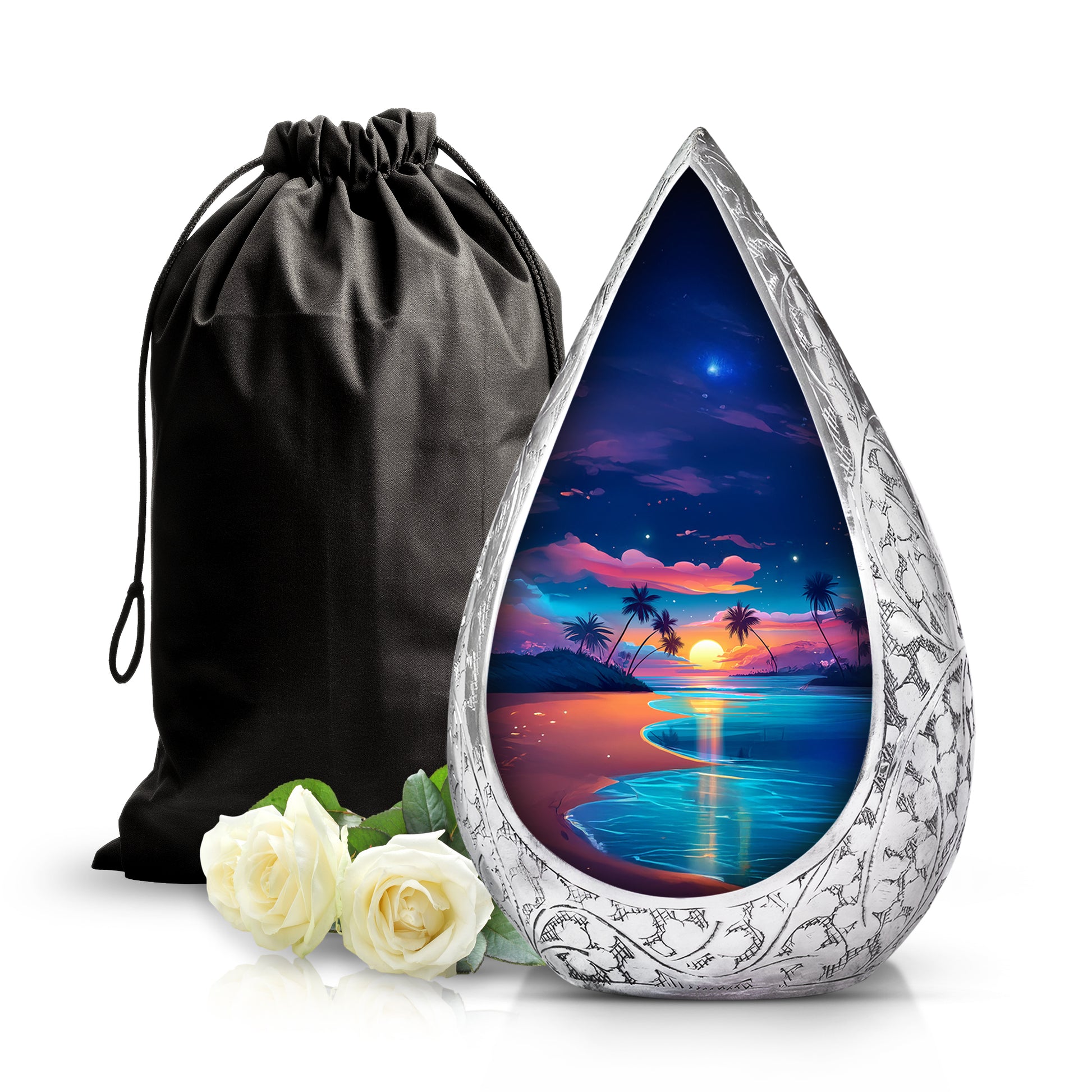 Beach Theme Funeral Urn - Aluminium Memorial Urn For Male & Female