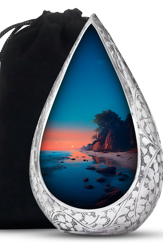 Scenic Beach Memorial Urn - Peaceful Beach Funeral Urn For Burial