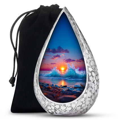 Ocean Wave Memorial Urn - Sunset Beach Cremation Urn For Human Ashes