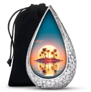 Tropical Island Sunset Funeral Urn - Beach Cremation Urn For Adult Ashes