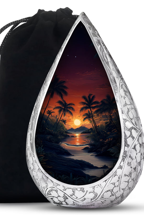 Tropical Memorial Urn - Ocean Sunset Cremation Urn For Adult Ashes