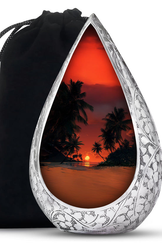Ocean Sunset Memorial Urn - Island Sunset Design For Male & Female