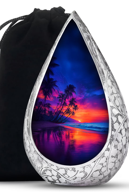 Modern Beach Memorial Urn - Tropical Cremation Urn For Adult Ashes
