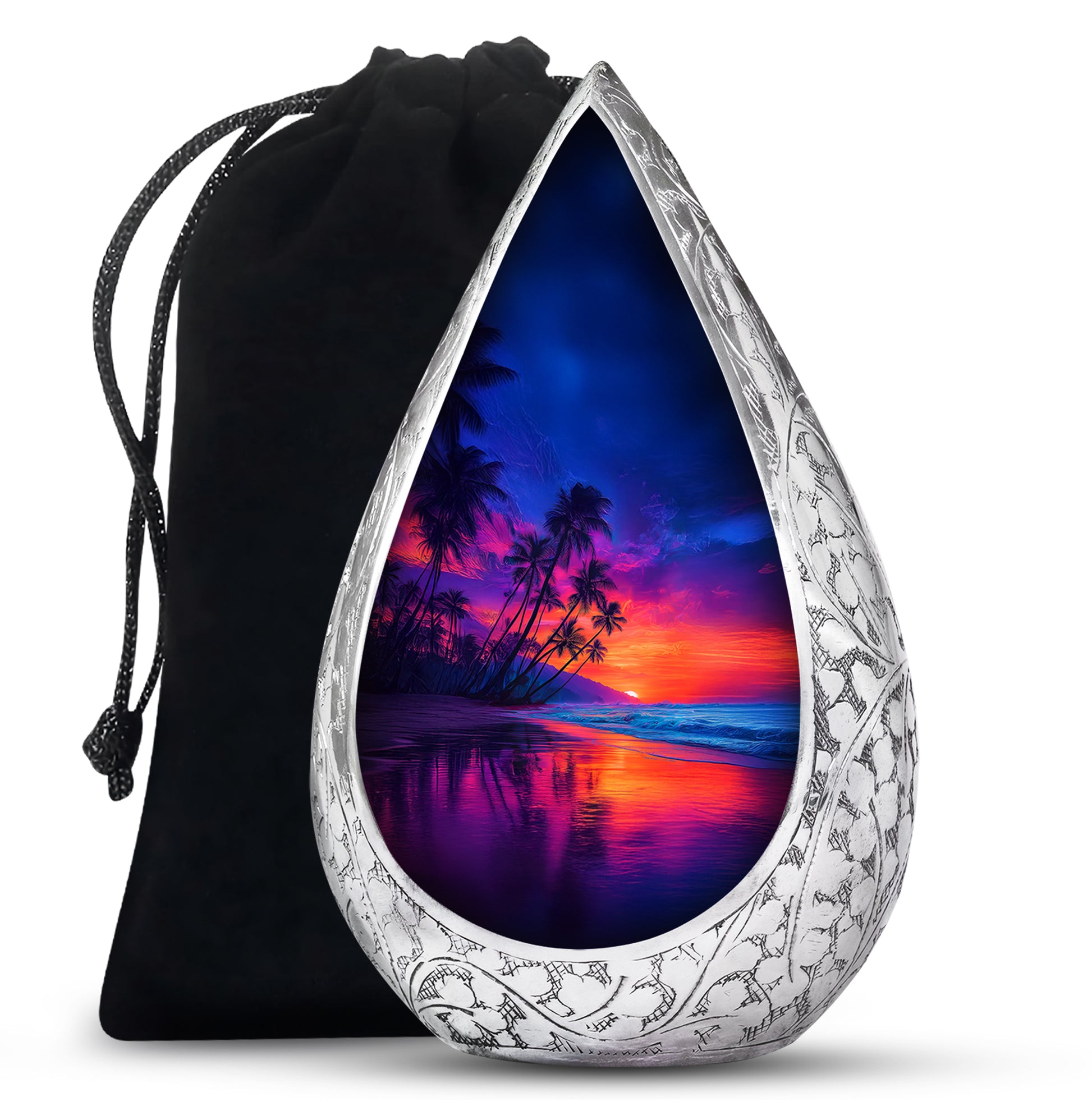 Modern Beach Memorial Urn - Tropical Cremation Urn For Adult Ashes
