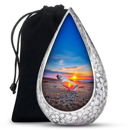 Beach Keepsake Bottle Urn - Sunset Cremation Urn For Adult ashes