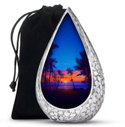 Tropical Island Sunset Burial Urn - Ocean Memorial Urn For Loved Ones
