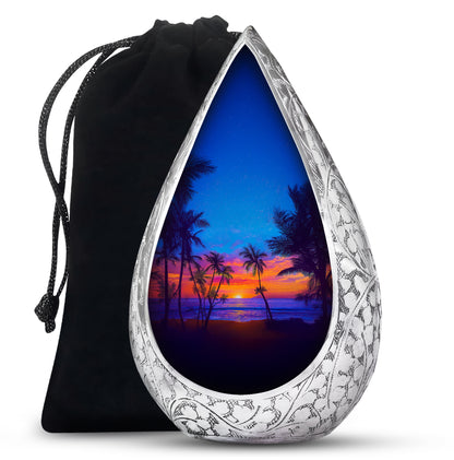 Tropical Island Sunset Burial Urn - Ocean Memorial Urn For Loved Ones