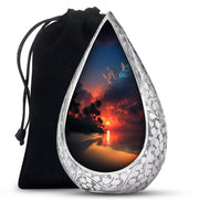 Ocean Sunset Funeral Urn - Beautiful Beach Cremation Urn For Male & Female