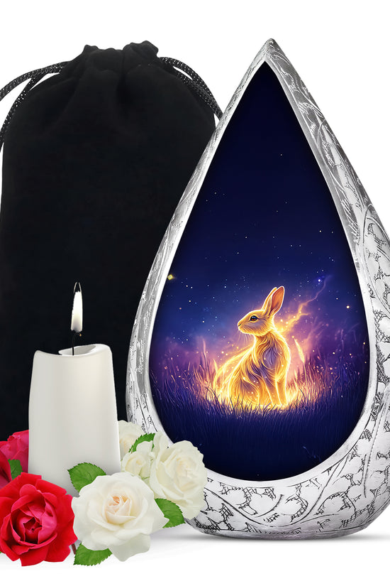 Golden Spirit Rabbit Memorial Urn - Night Field Cremation Urn For Burial