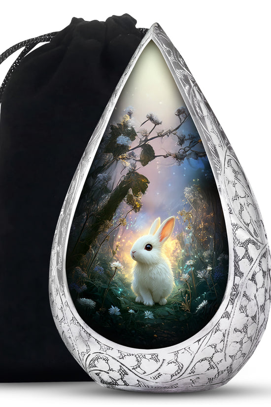 White Bunny Memorial Urn - Rabbit Cremation Urn For Adult Ashes