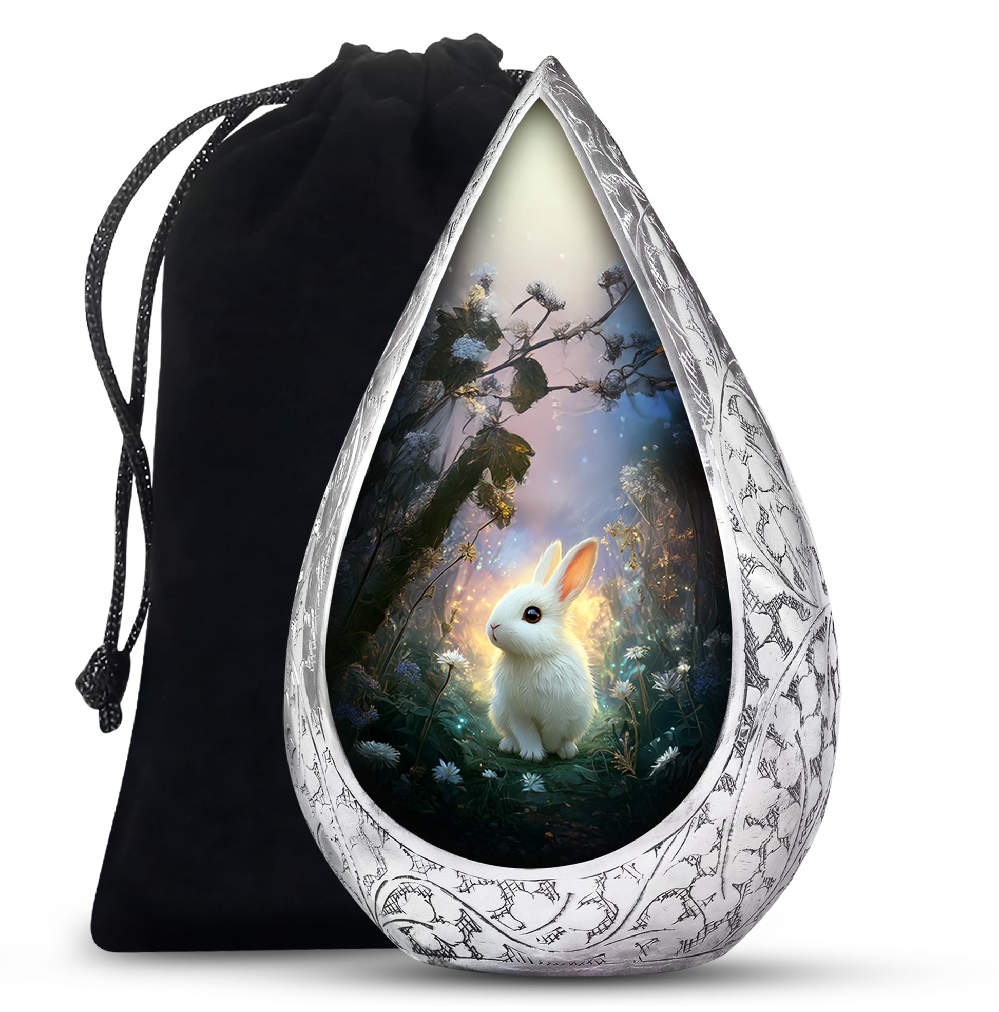 White Bunny Memorial Urn - Rabbit Cremation Urn For Adult Ashes