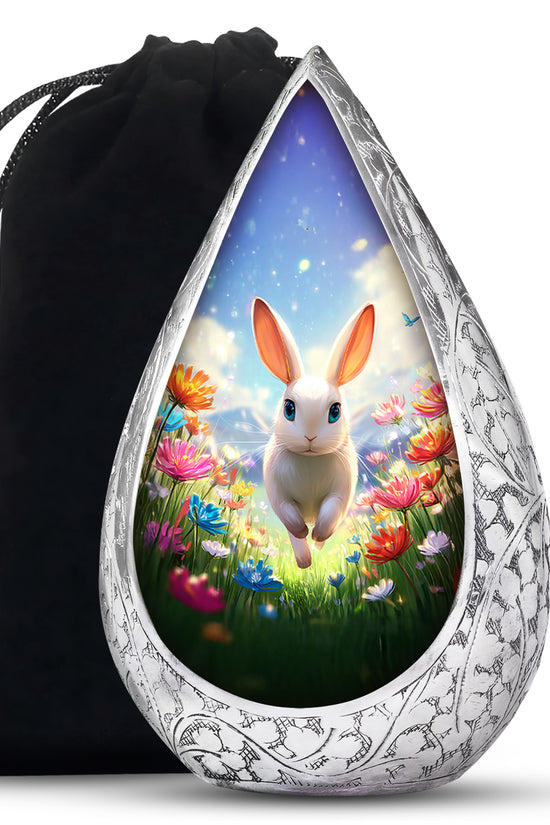 Floral Bunny Funeral Urn - Rabbit Memorial Urn For Loved Ones