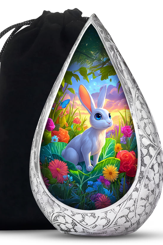 Artistic Rabbit Cremation Urn - Beautiful Floral Cremation Urn For Ashes