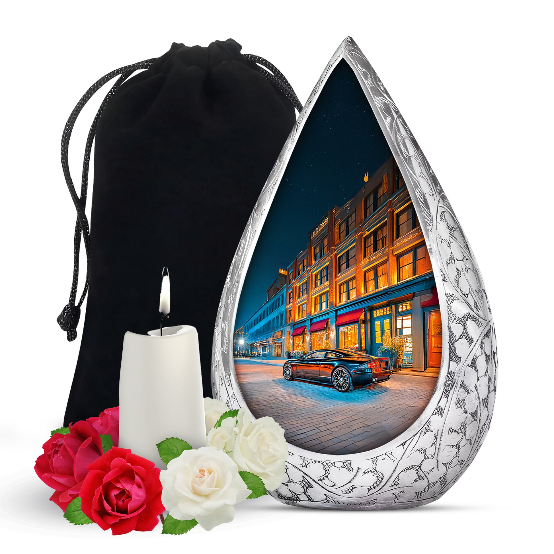Night Street Car Urn - Decorative Cremation Urn For Adult