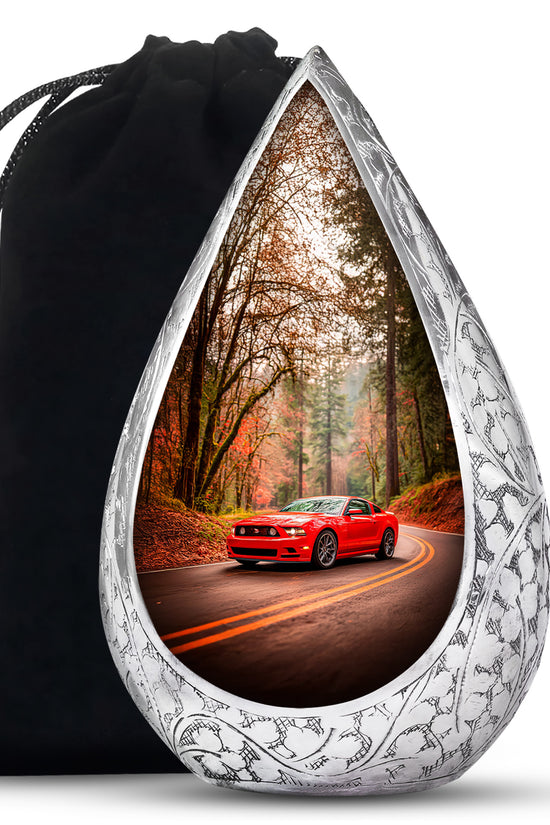 Red Sports Car Cremation Urn - Forest Memorial Urn For Burial