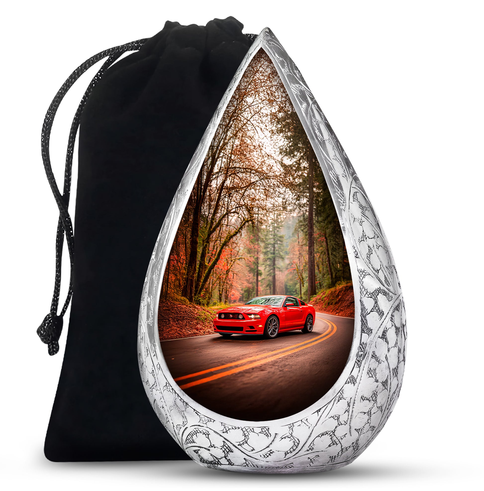 Red Sports Car Cremation Urn - Forest Memorial Urn For Burial
