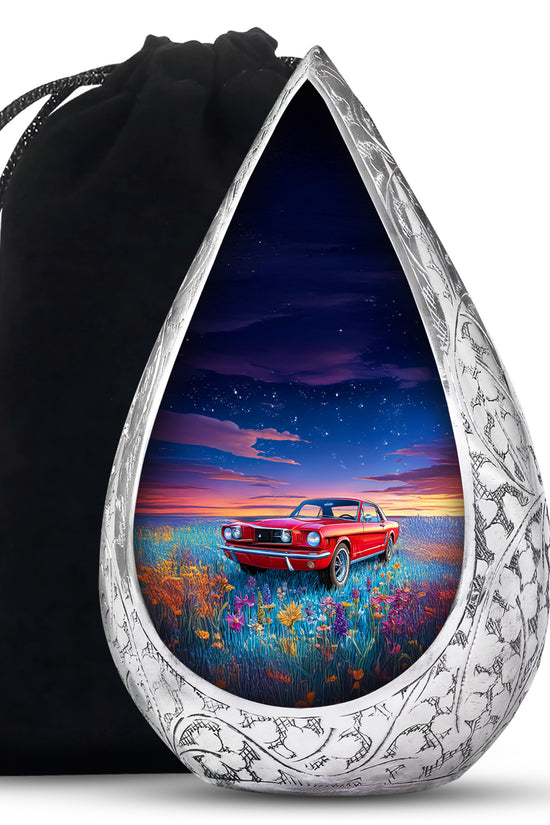 Vintage Car Theme Memorial Urn - Aluminium Large Cremation Urn For Dad