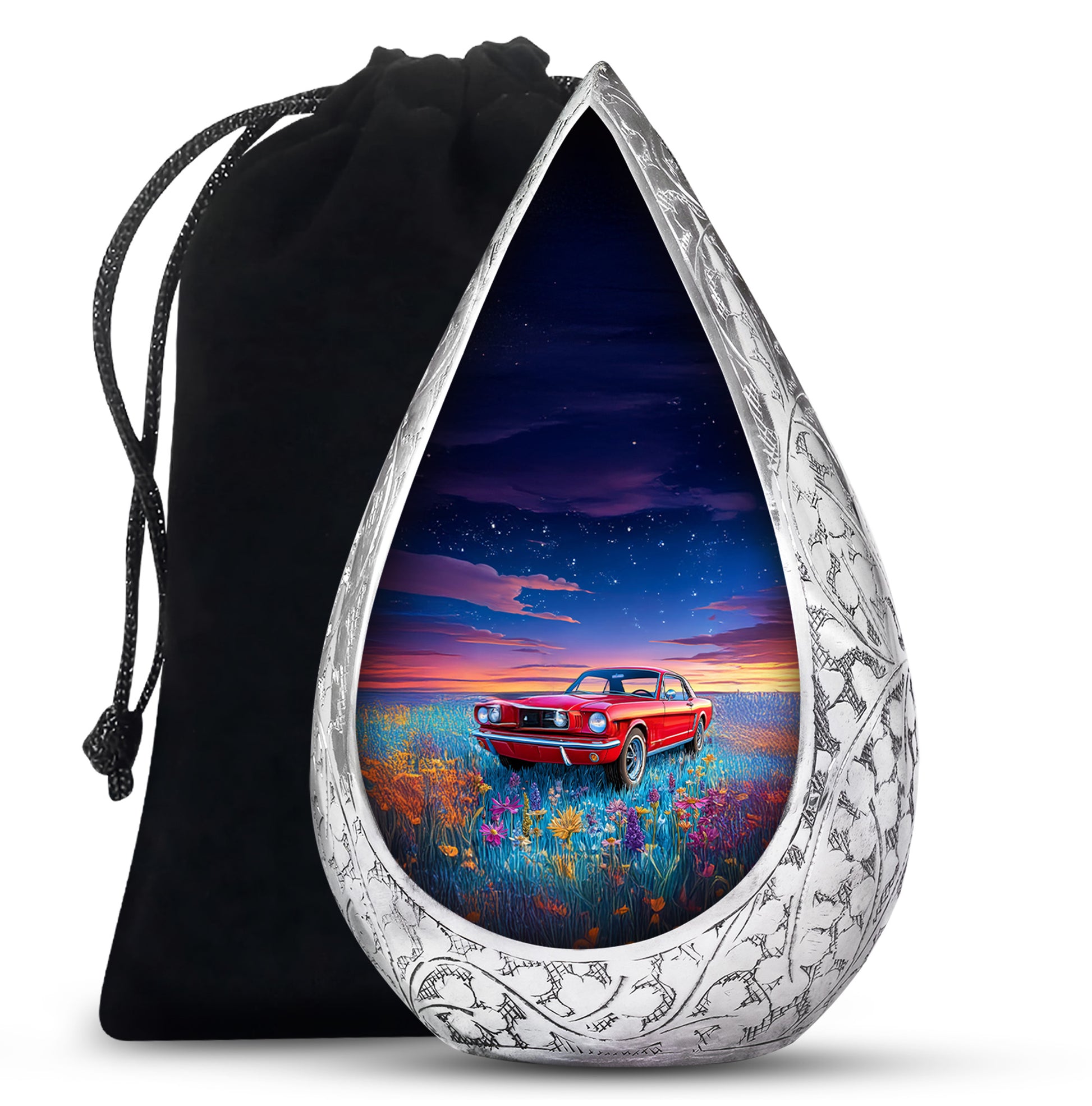 Vintage Car Theme Memorial Urn - Aluminium Large Cremation Urn For Dad