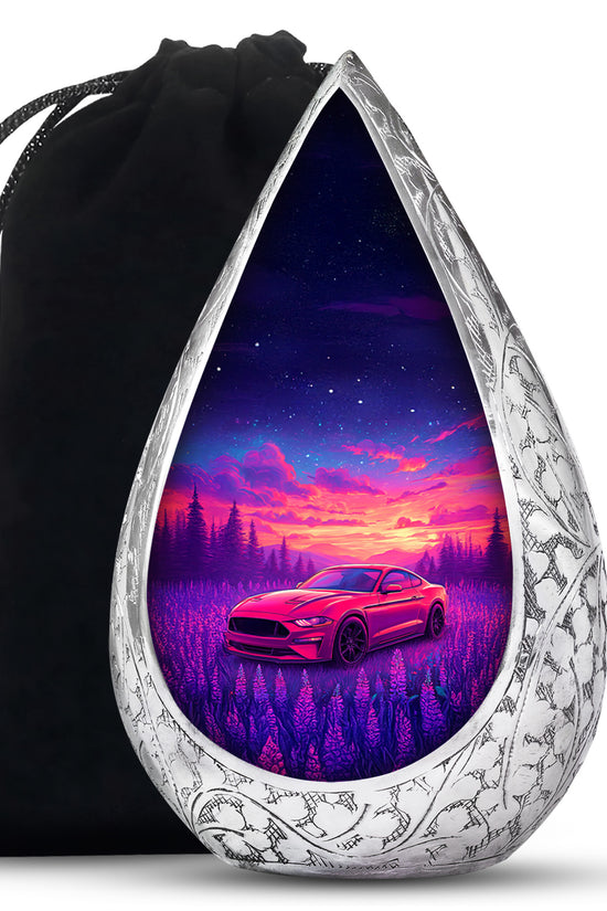 Artistic Red Car Theme Cremation Urn - Forest Memorial Urn For Adult Ashes