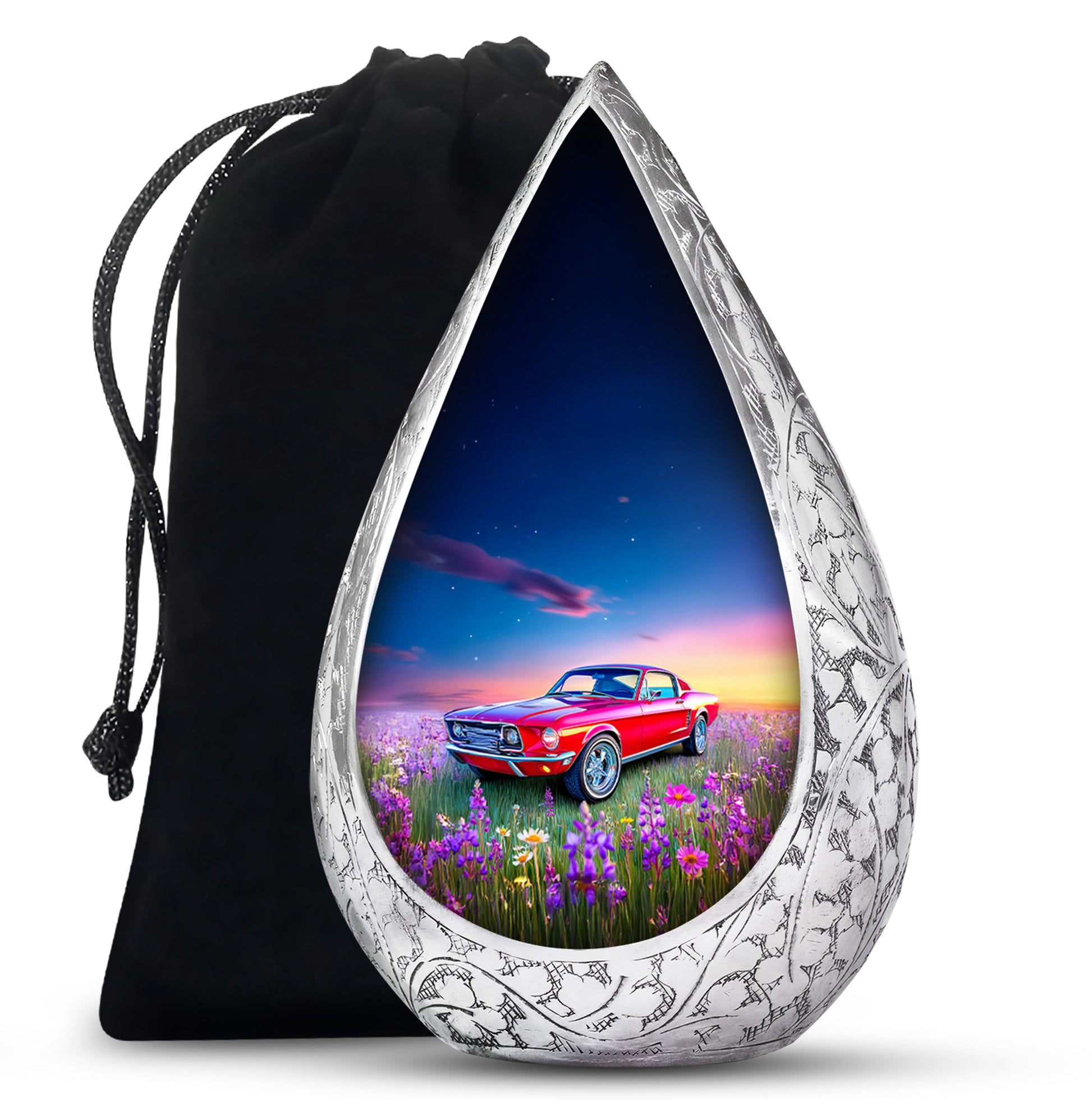 Classic Mustang Funeral Urn - Artistic Car Theme Urn For Human Ashes