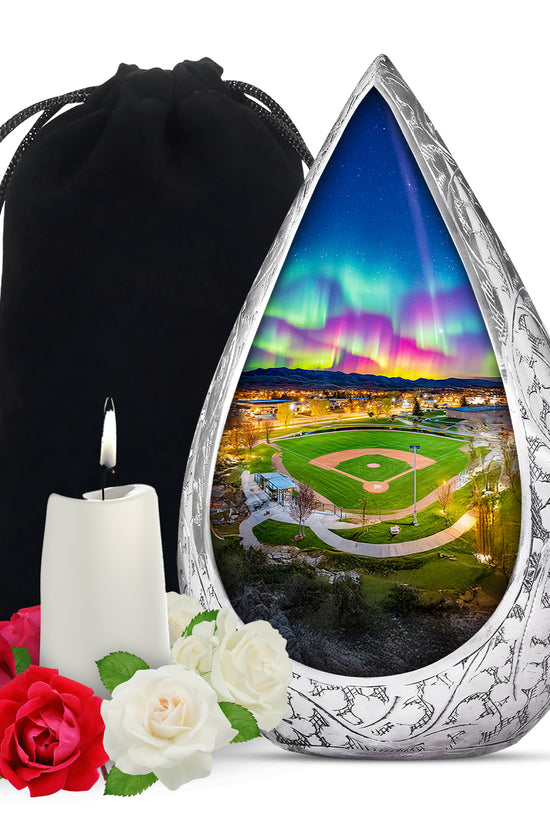 Baseball Field Memorial Urn - Northern Lights Urn For Adult