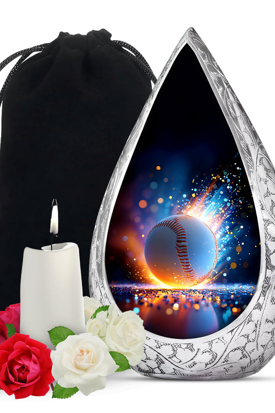Baseball Fire Cremation Urn - Memorial Urn For Adult Ashes