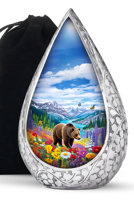 Mountain Bear Memorial Urn - Nature Cremation Urn For Adult