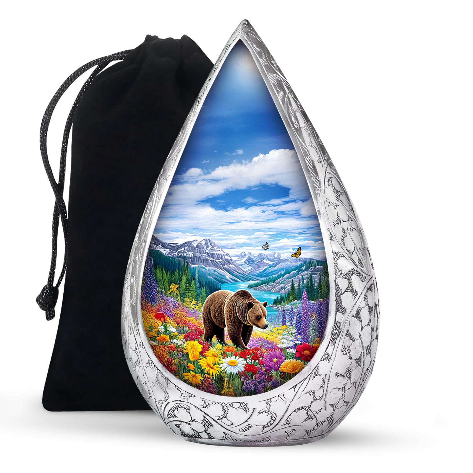 Mountain Bear Memorial Urn - Nature Cremation Urn For Adult