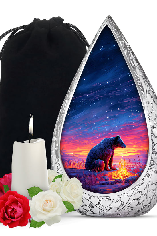 Brown Bear Memorial Urn - Mountain Cremation Urn For Male & Female